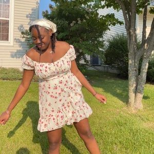 Nasty Gal White and Red Floral Dress